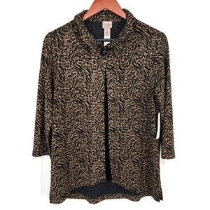 NEW NWT Chicos Size 0 Small 4/6 One Button Jacket Animal Print Blouse Shirt Top